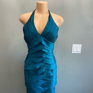 Cache Vibrant Blue Backless‎ Halter Dress
